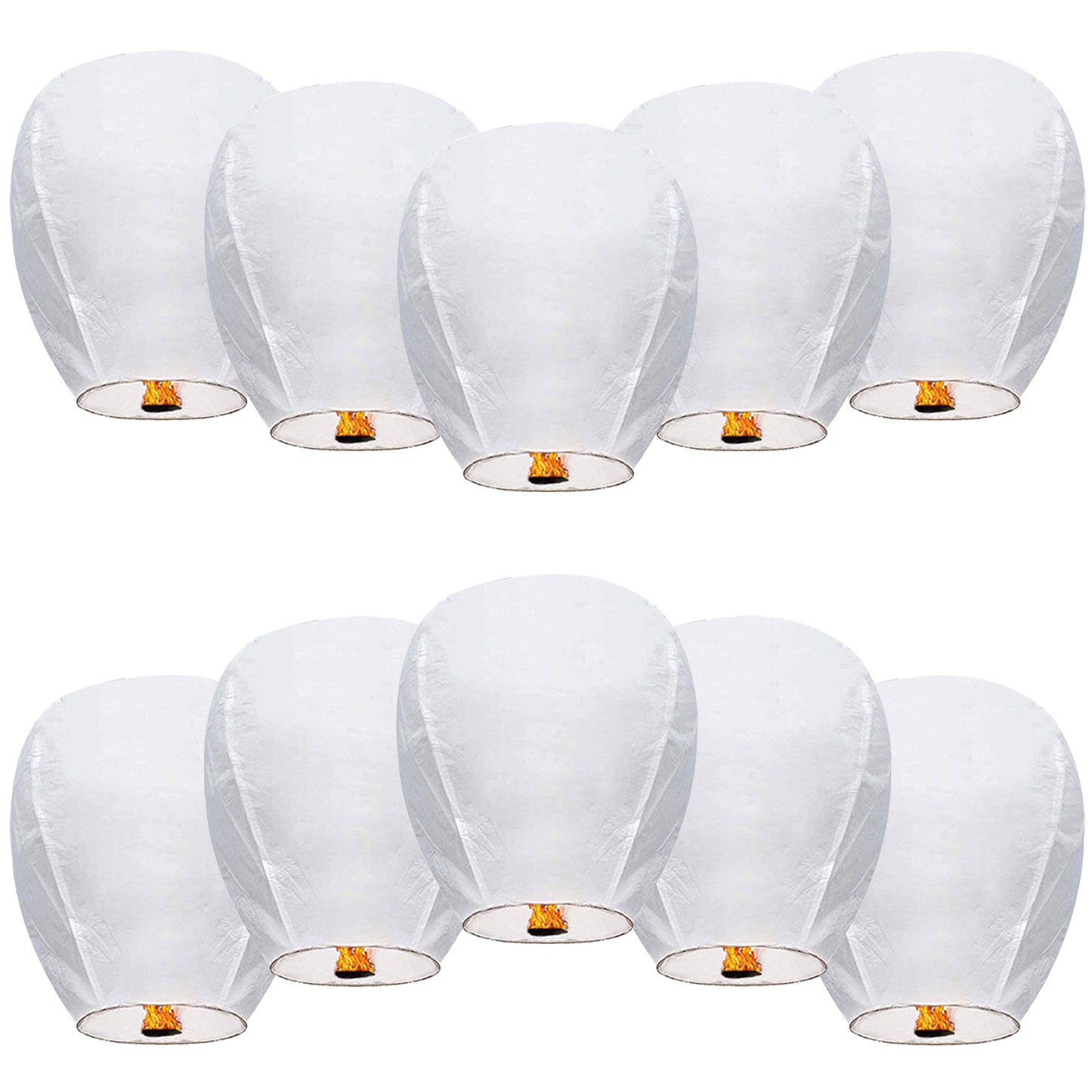 10 Pack Chinese Lanterns to Release in Sky Memorial Paper Lanterns Chinese Lantern Decorations Wishing Lanterns for Funeral Supply, Celebrations of Life(White)