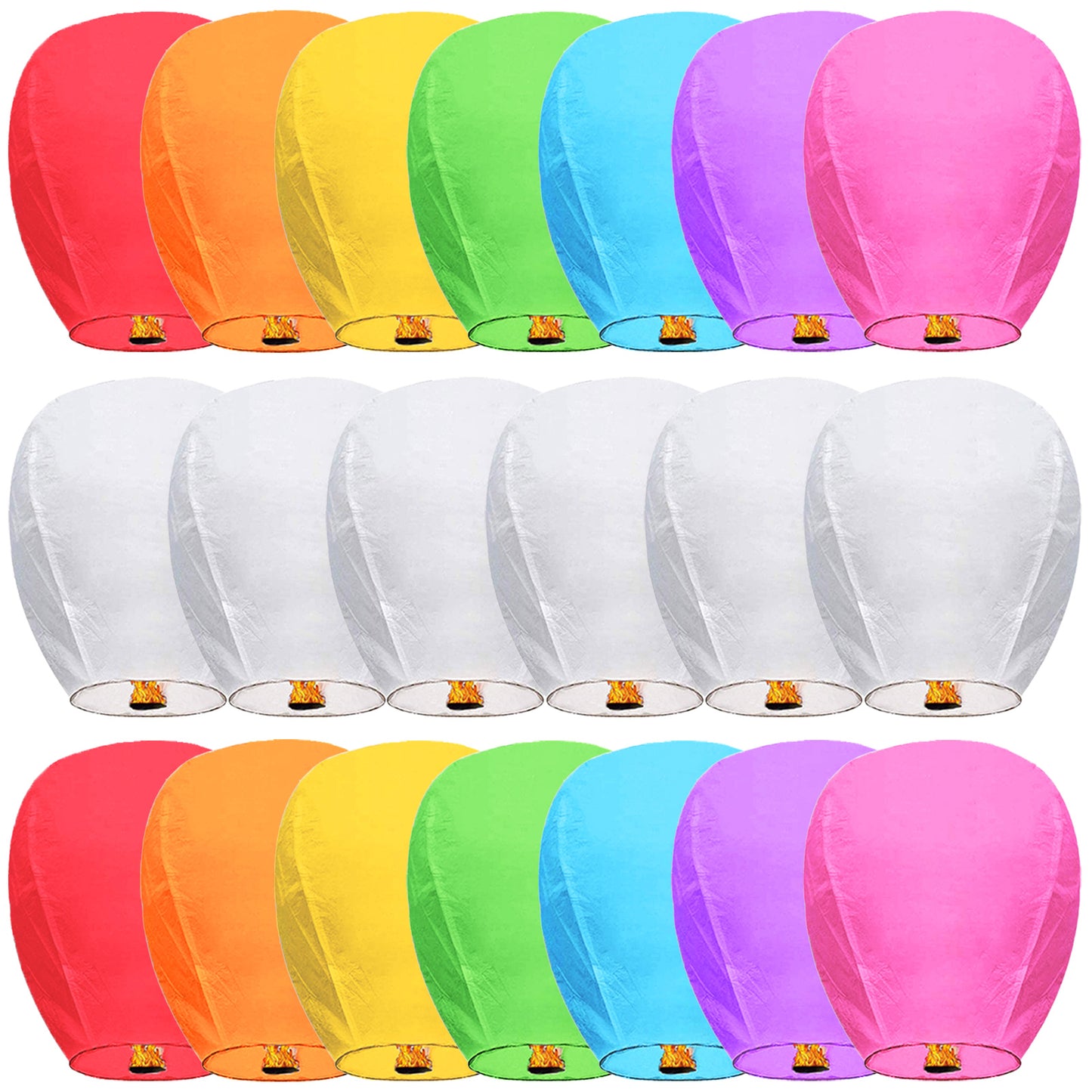 20 Pack Multi-Colored Chinese Lanterns to Release in Sky Memorial, Wishing Paper Lanterns for Party Supplies Anniversary Festival Birthday Celebrations