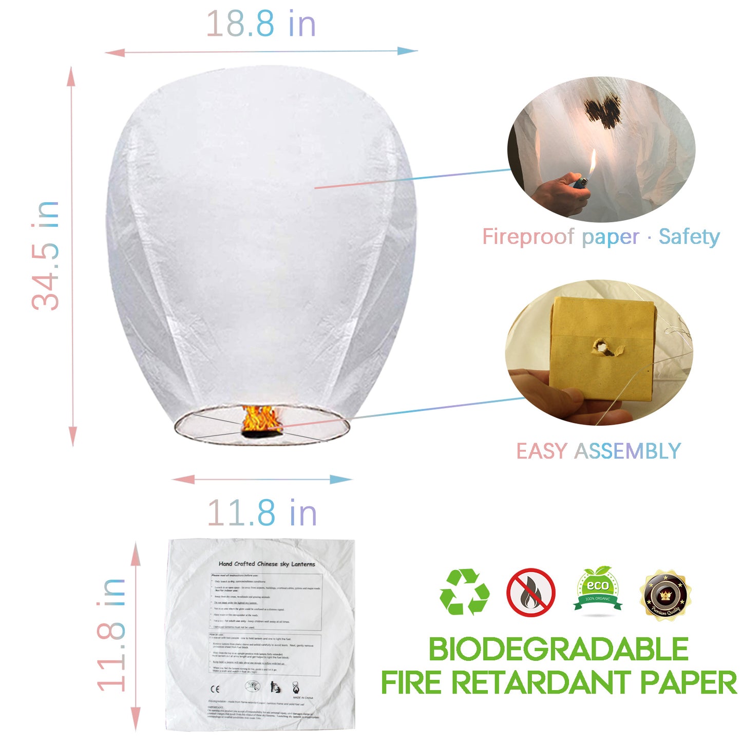 20 Pack Multi-Colored Chinese Lanterns to Release in Sky Memorial, Wishing Paper Lanterns for Party Supplies Anniversary Festival Birthday Celebrations