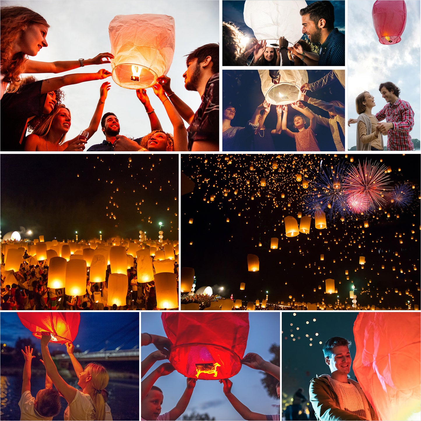 20 Pack Multi-Colored Chinese Lanterns to Release in Sky Memorial, Wishing Paper Lanterns for Party Supplies Anniversary Festival Birthday Celebrations