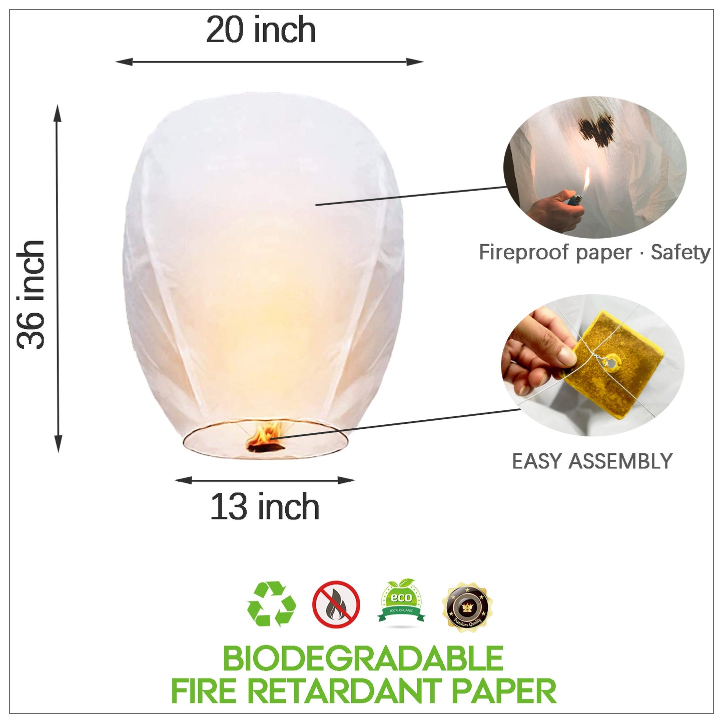 10 Packs sky lanterns Chinese Paper Lanterns to Release in Memorial，for Weddings, Birthdays, Memorials，Parties (White)，Shiping from USA.Delivery within 5 days