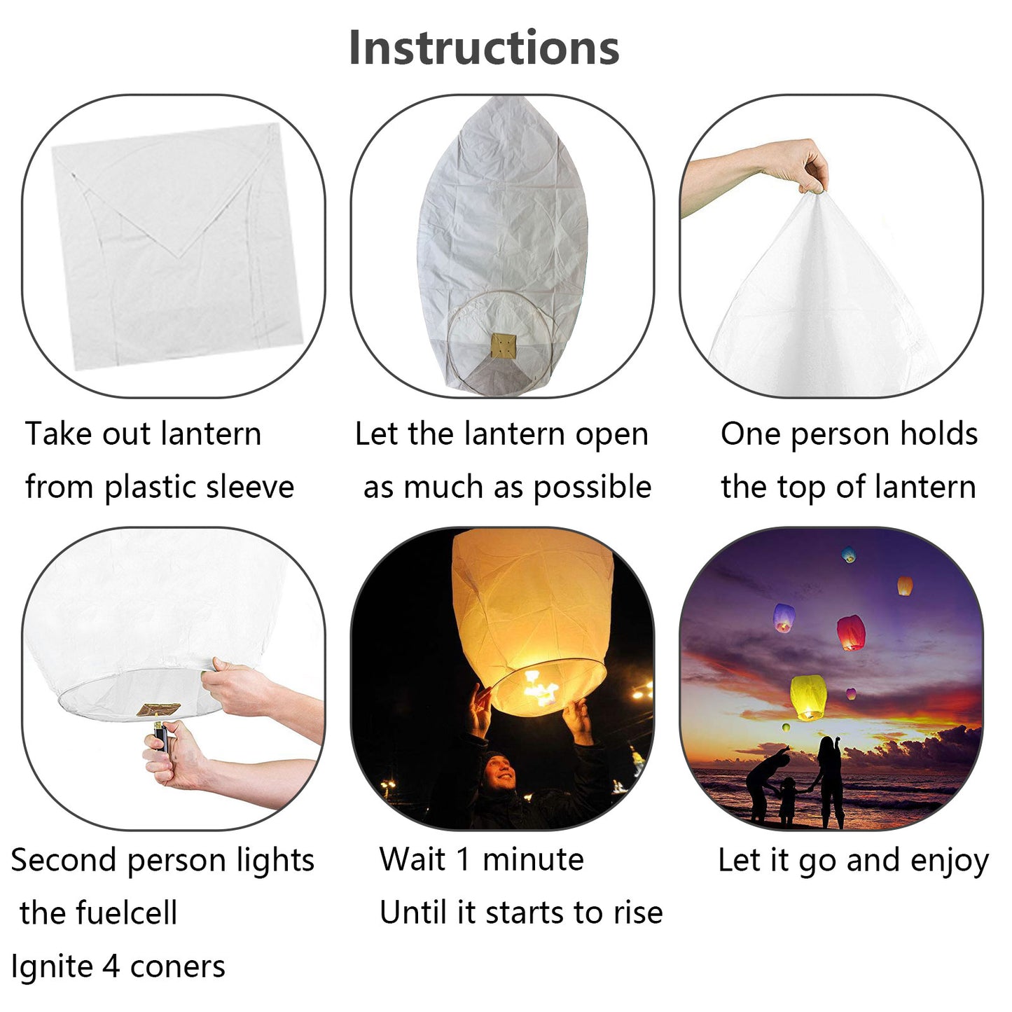 10 Packs sky lanterns Chinese Paper Lanterns to Release in Memorial，for Weddings, Birthdays, Memorials，Parties (White)，Shiping from USA.Delivery within 5 days