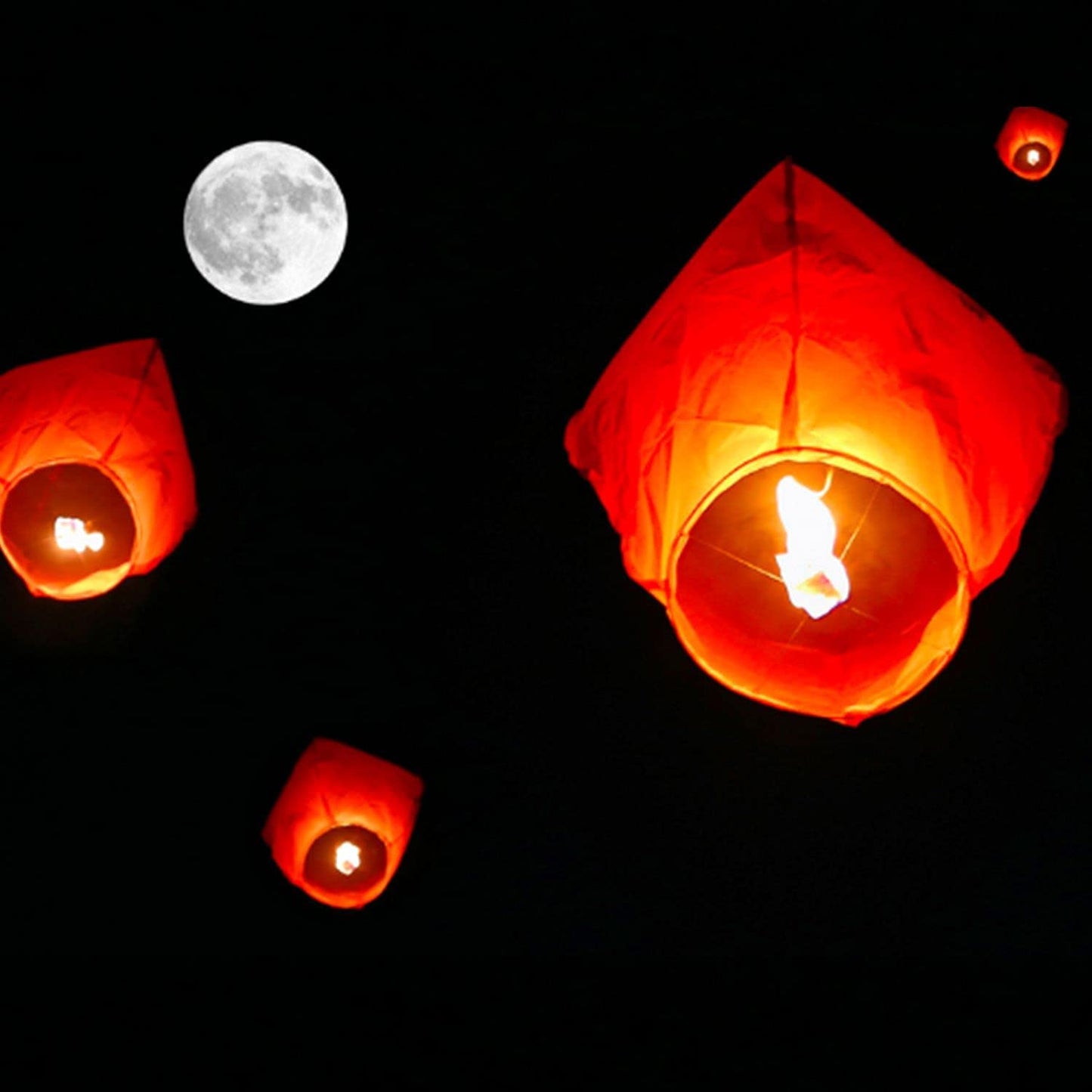 10 Packs Chinese Paper Lanterns to Release in Memorial，for Weddings, Birthdays, Memorials，Parties (Red)