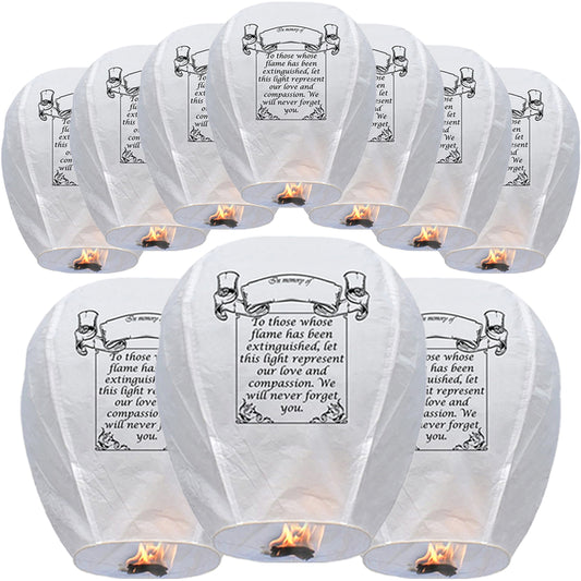 10 Pack Chinese Lanterns to Release in Memorial, Paper Flying Lanterns Environmentally Wishing Lanterns for Weddings Birthday Anniversary and Festival Party Supplies